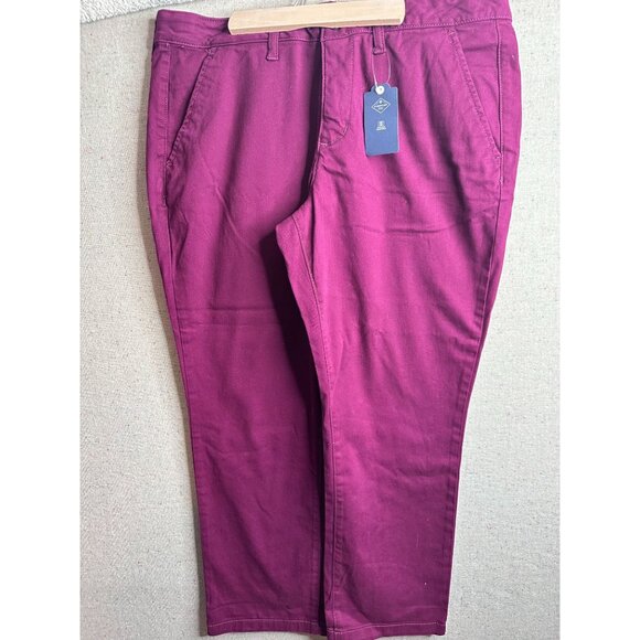 St John Bay Girlfriend Chino Mid Rise Pants Plum Casual Workwear 14P New Holiday - Picture 2 of 9